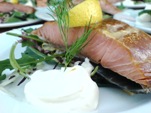 Swedish hot smoked salmon with horseradish sauce