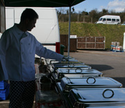 Lining up the catered food