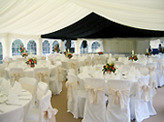 Beautiful table settings inside a marquee