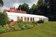 Marquee on a green lawn